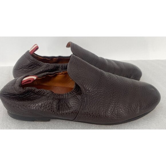 BALLY Brown Pebbled Leather Cowboy Driver Loafers Collapsable Shoes Sz 7 USA - Picture 15 of 16